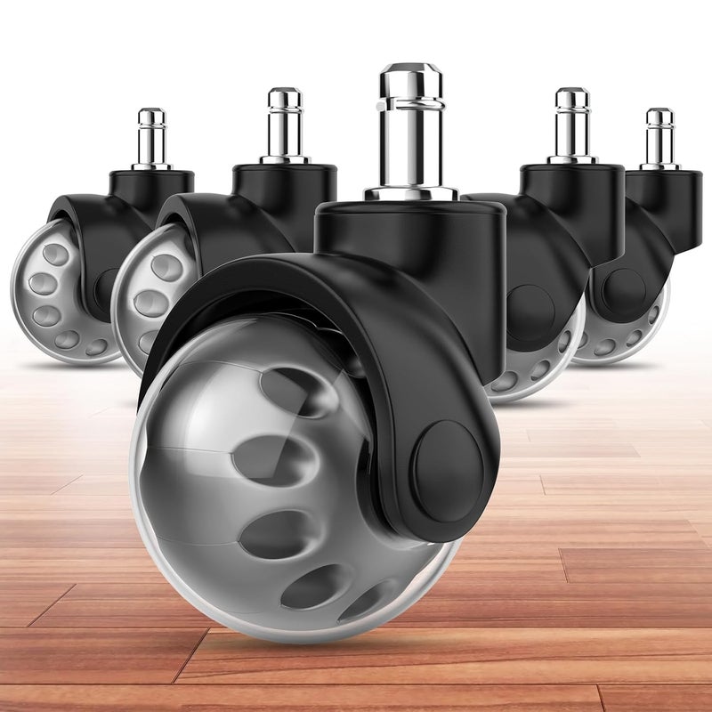 Omyoffice Office Chair Replacement Wheel - Quiet & Smooth Gliding - 2 Inch Heavy Duty Rolling Chair Casters Supports 2000 Lbs,Desk Chair Wheels Universal Fit,Safe For All Floor Or Carpet Set Of 5 (Premium Gray) - Image 1